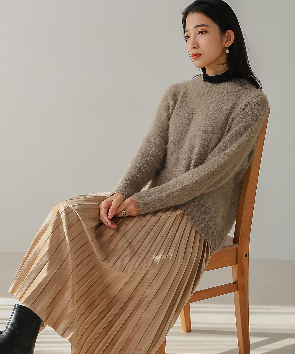 [LOOK掲載]裾カーブシャギーニットチュニック