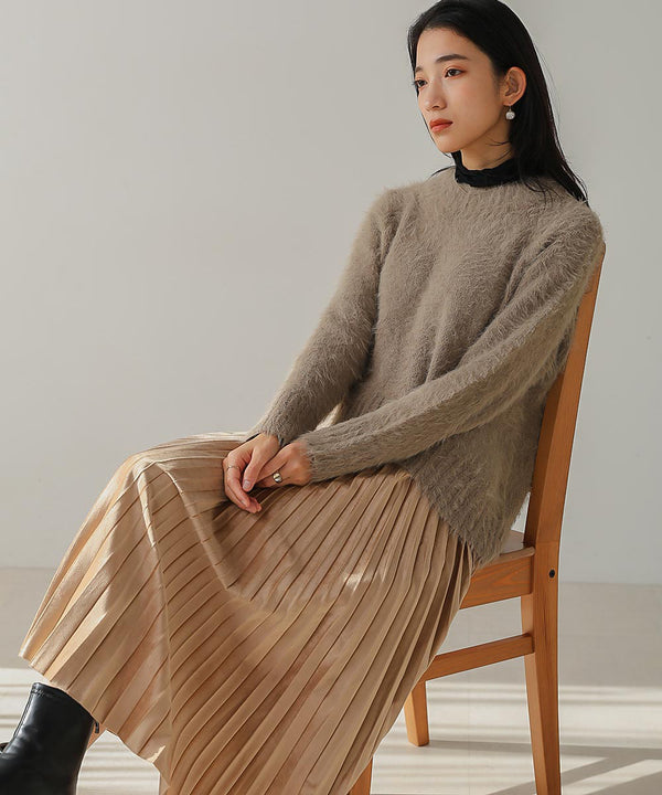 [LOOK掲載]裾カーブシャギーニットチュニック