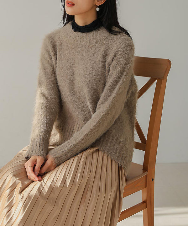 [LOOK掲載]裾カーブシャギーニットチュニック