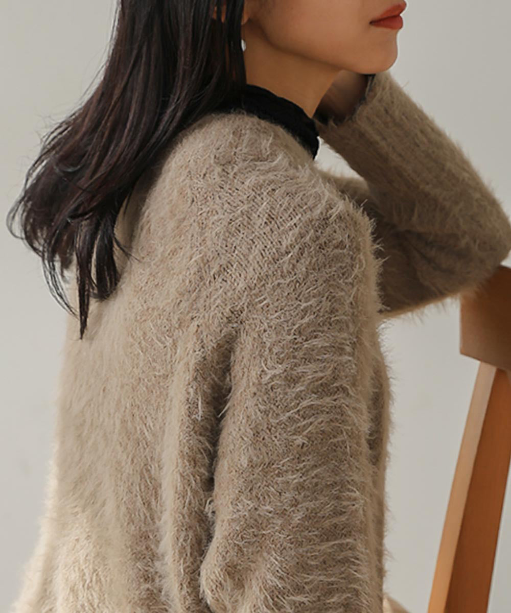 [LOOK掲載]裾カーブシャギーニットチュニック
