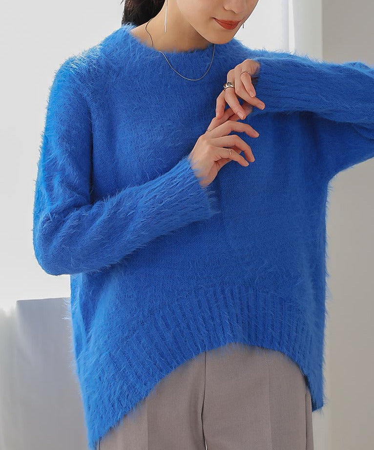 [LOOK掲載]裾カーブシャギーニットチュニック