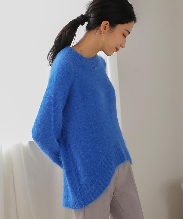 [LOOK掲載]裾カーブシャギーニットチュニック