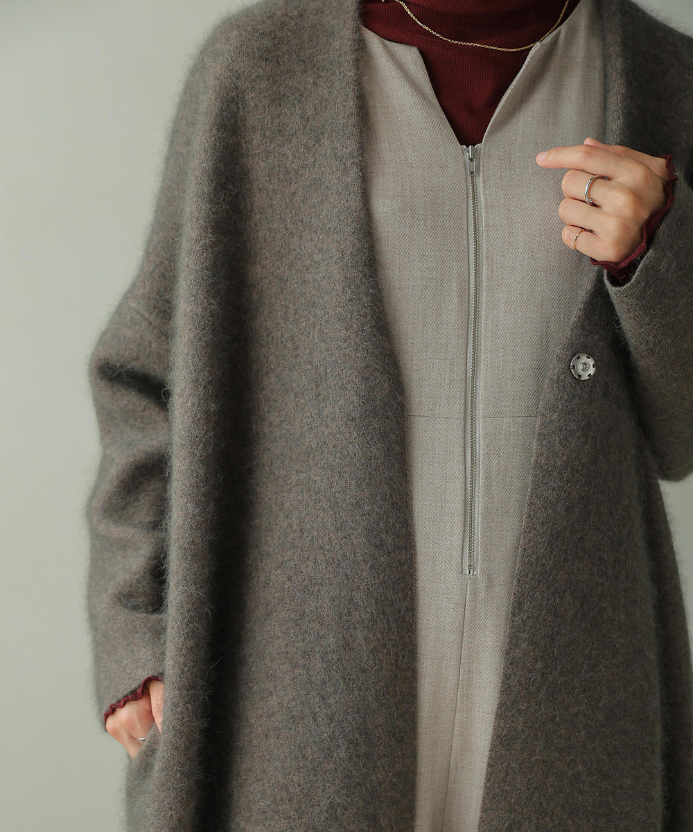 [LOOK掲載]ラクーン混ダブルフェイスニットコーディガン