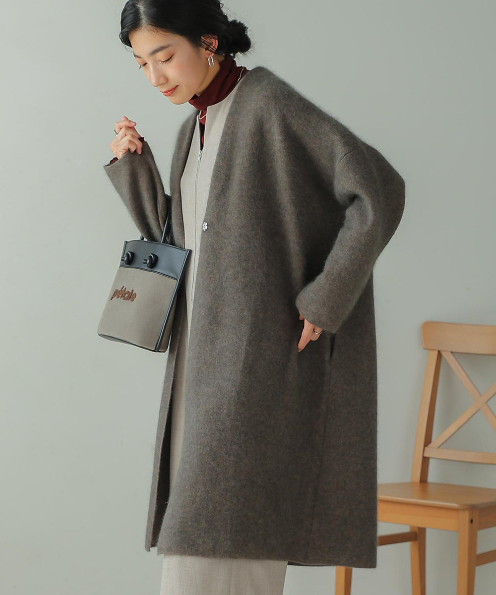 [LOOK掲載]ラクーン混ダブルフェイスニットコーディガン