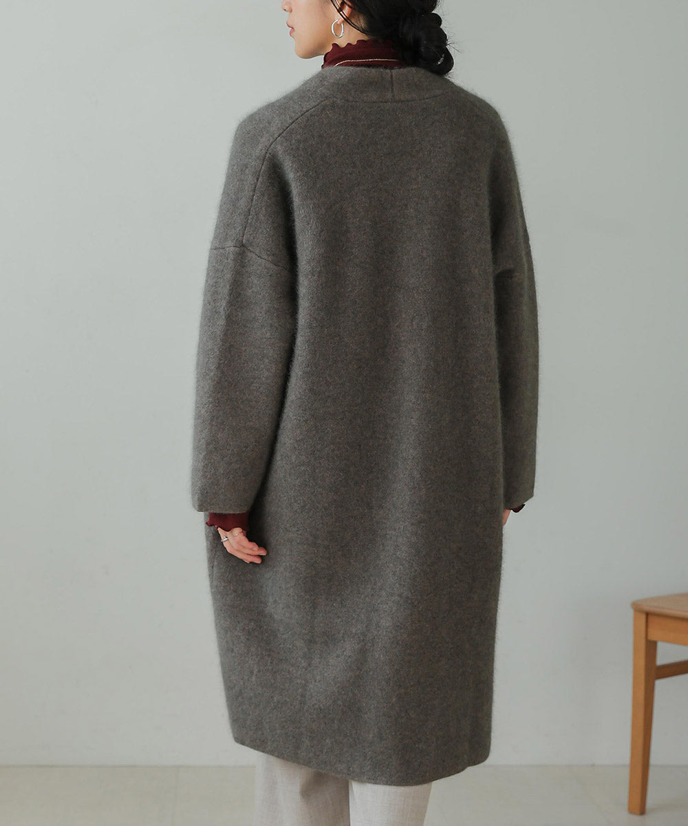 [LOOK掲載]ラクーン混ダブルフェイスニットコーディガン