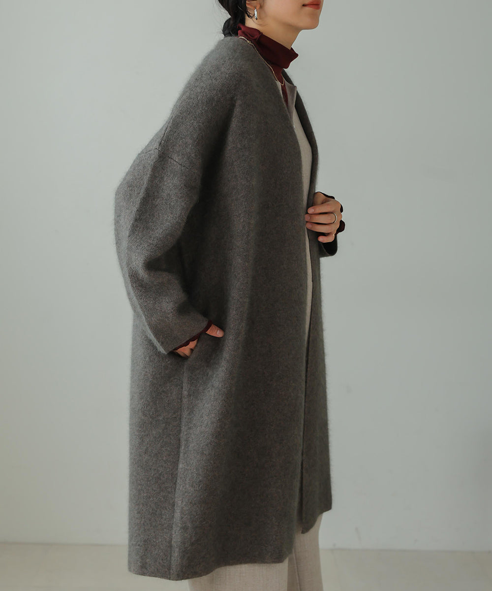 [LOOK掲載]ラクーン混ダブルフェイスニットコーディガン