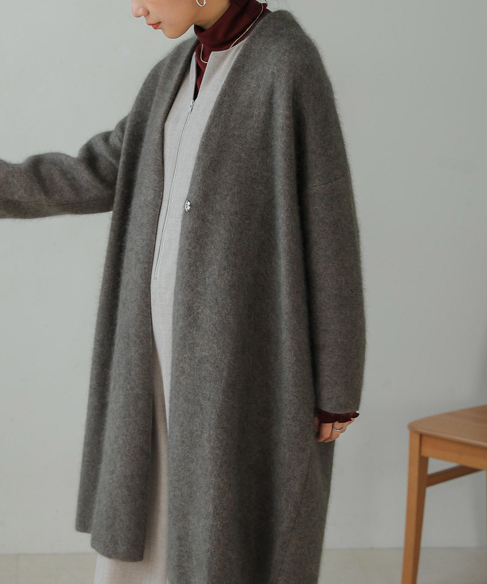 LOOK掲載]ラクーン混ダブルフェイスニットコーディガン