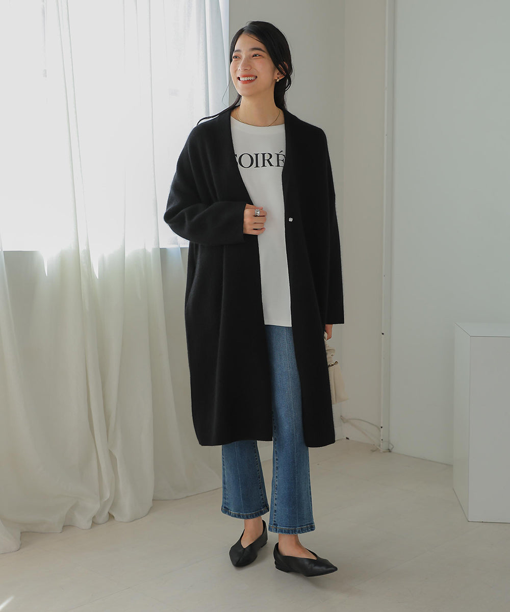 [LOOK掲載]ラクーン混ダブルフェイスニットコーディガン