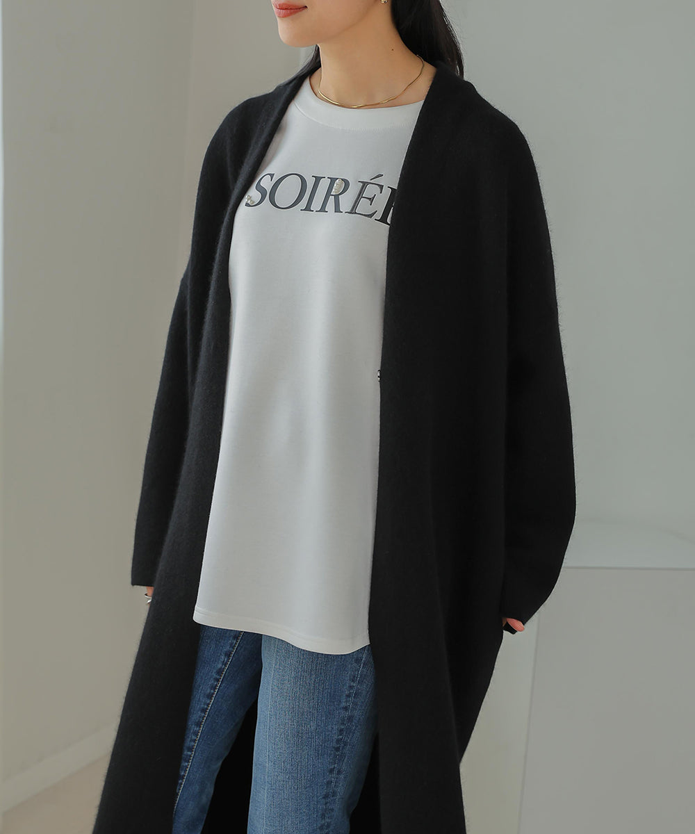 [LOOK掲載]ラクーン混ダブルフェイスニットコーディガン
