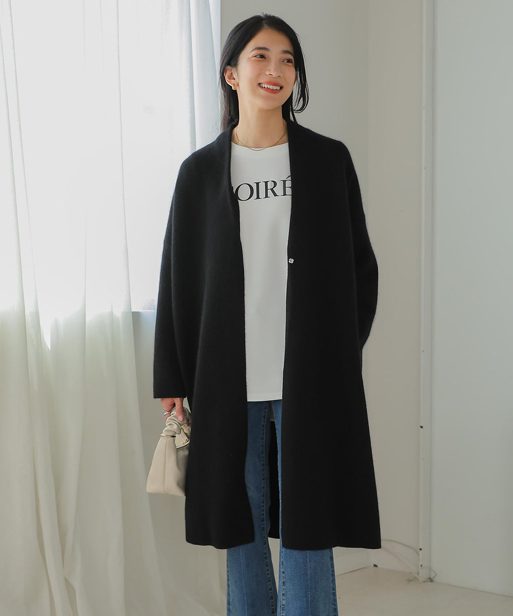 [LOOK掲載]ラクーン混ダブルフェイスニットコーディガン