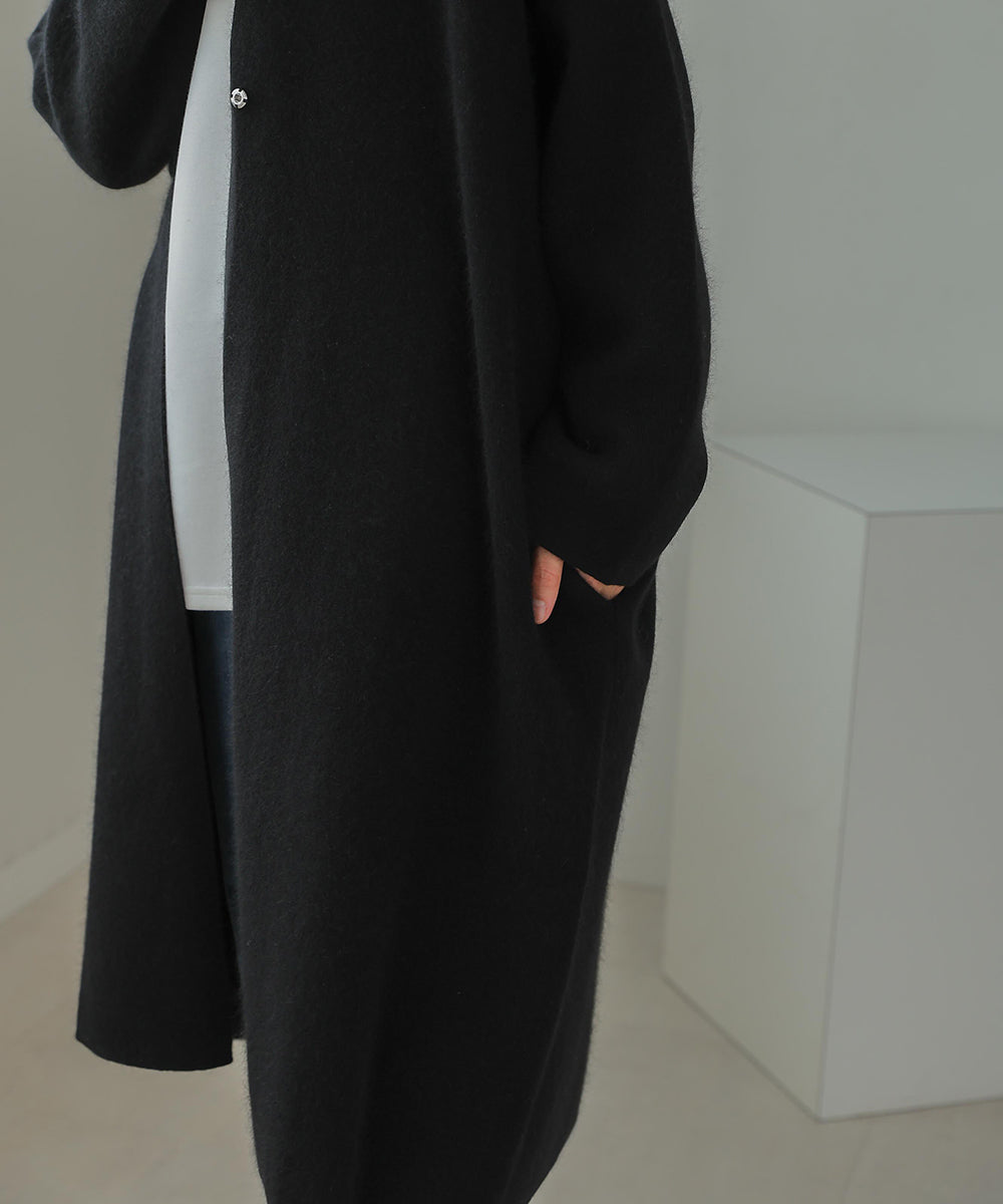 [LOOK掲載]ラクーン混ダブルフェイスニットコーディガン