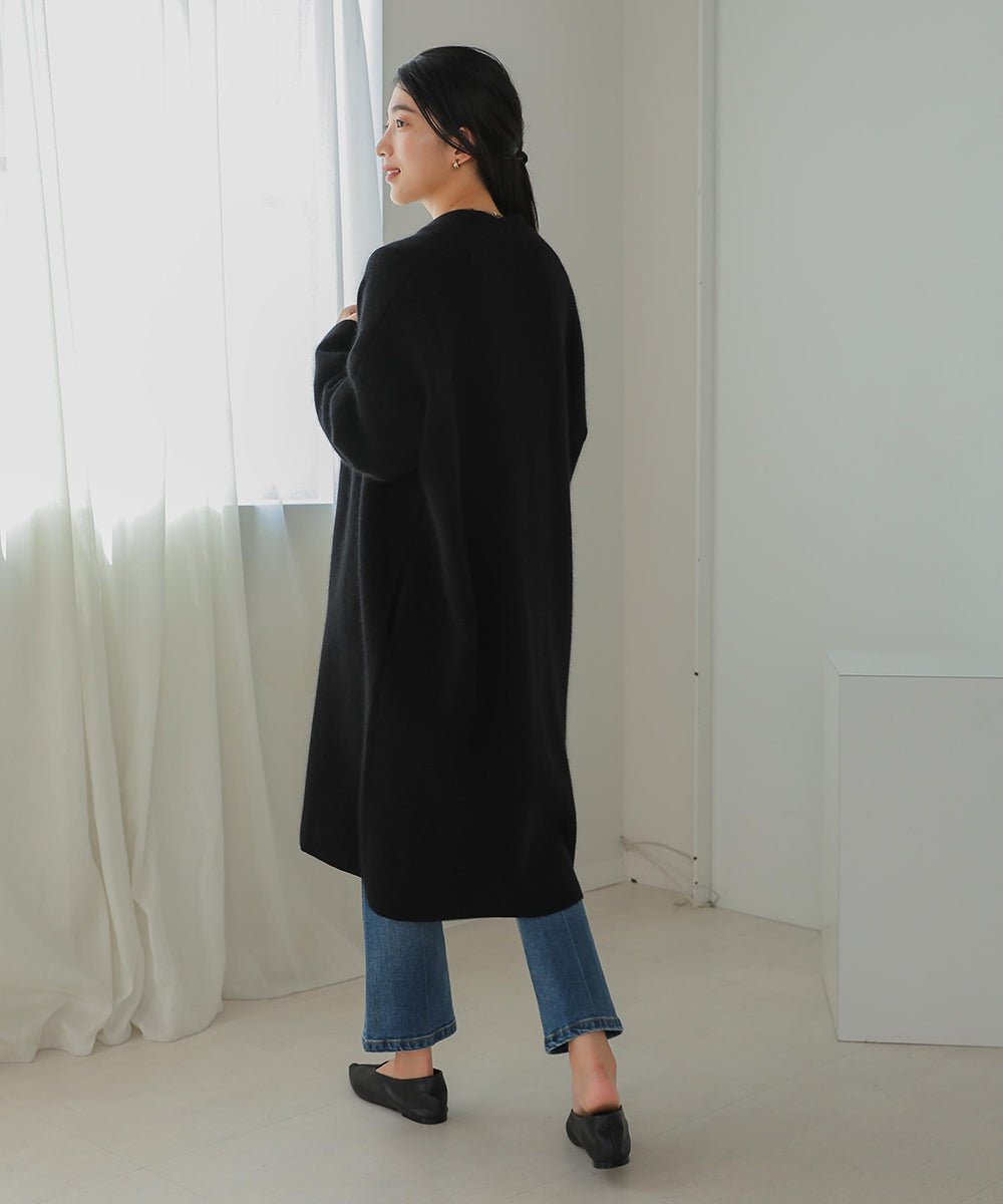 [LOOK掲載]ラクーン混ダブルフェイスニットコーディガン