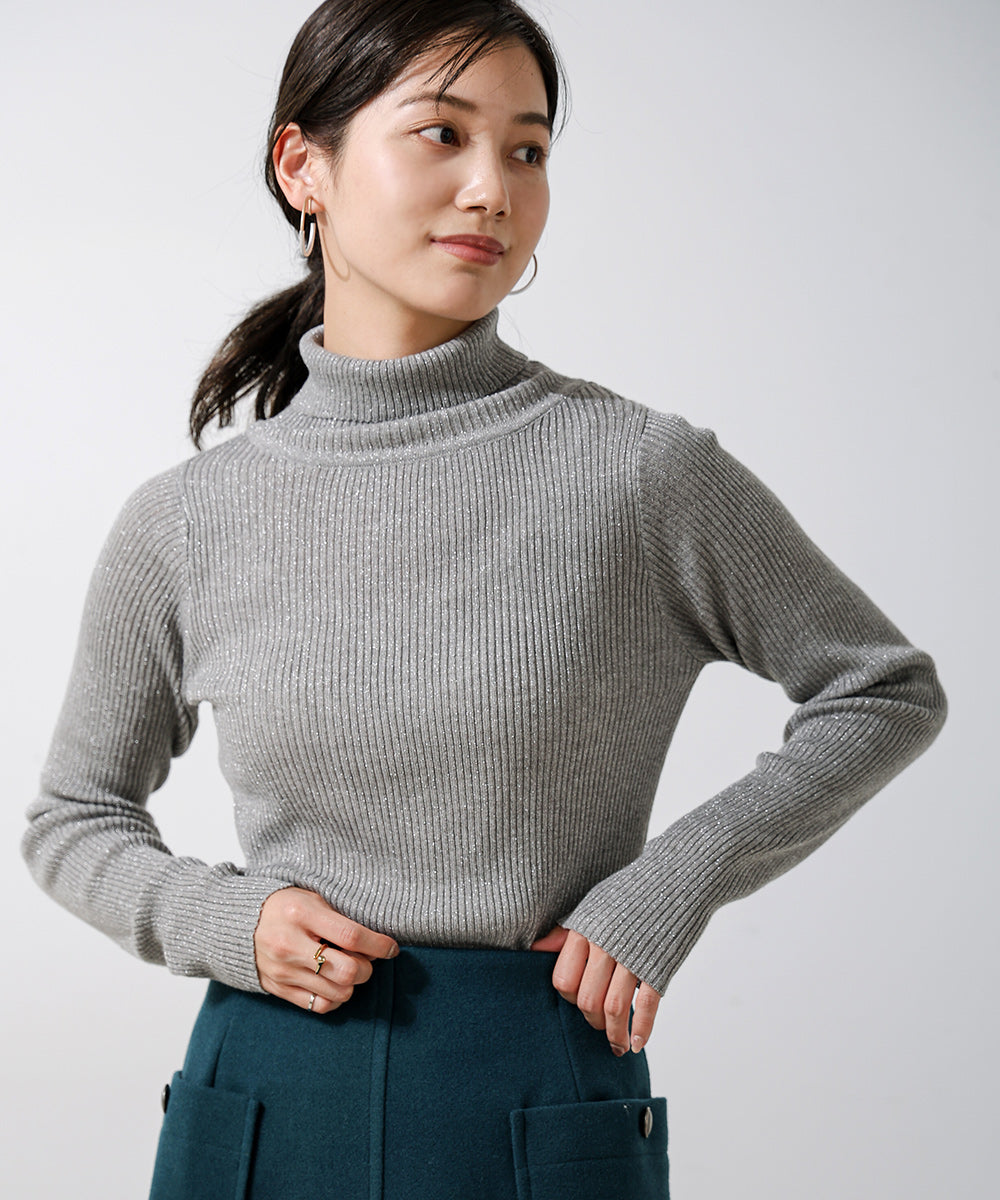 [LOOK掲載]毛混ラメタートルネックプルオーバー
