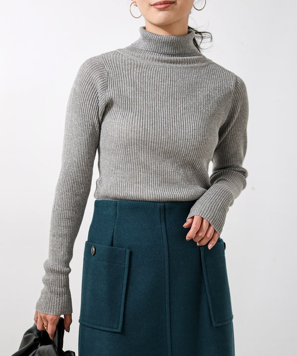 [LOOK掲載]毛混ラメタートルネックプルオーバー
