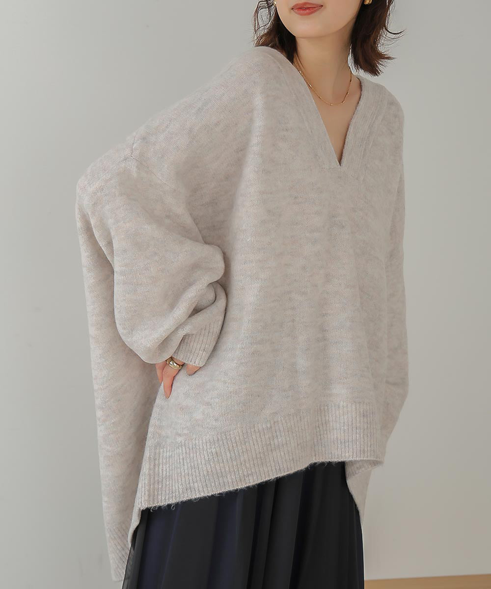 [WEB限定]カフタンカラーニットプルオーバー