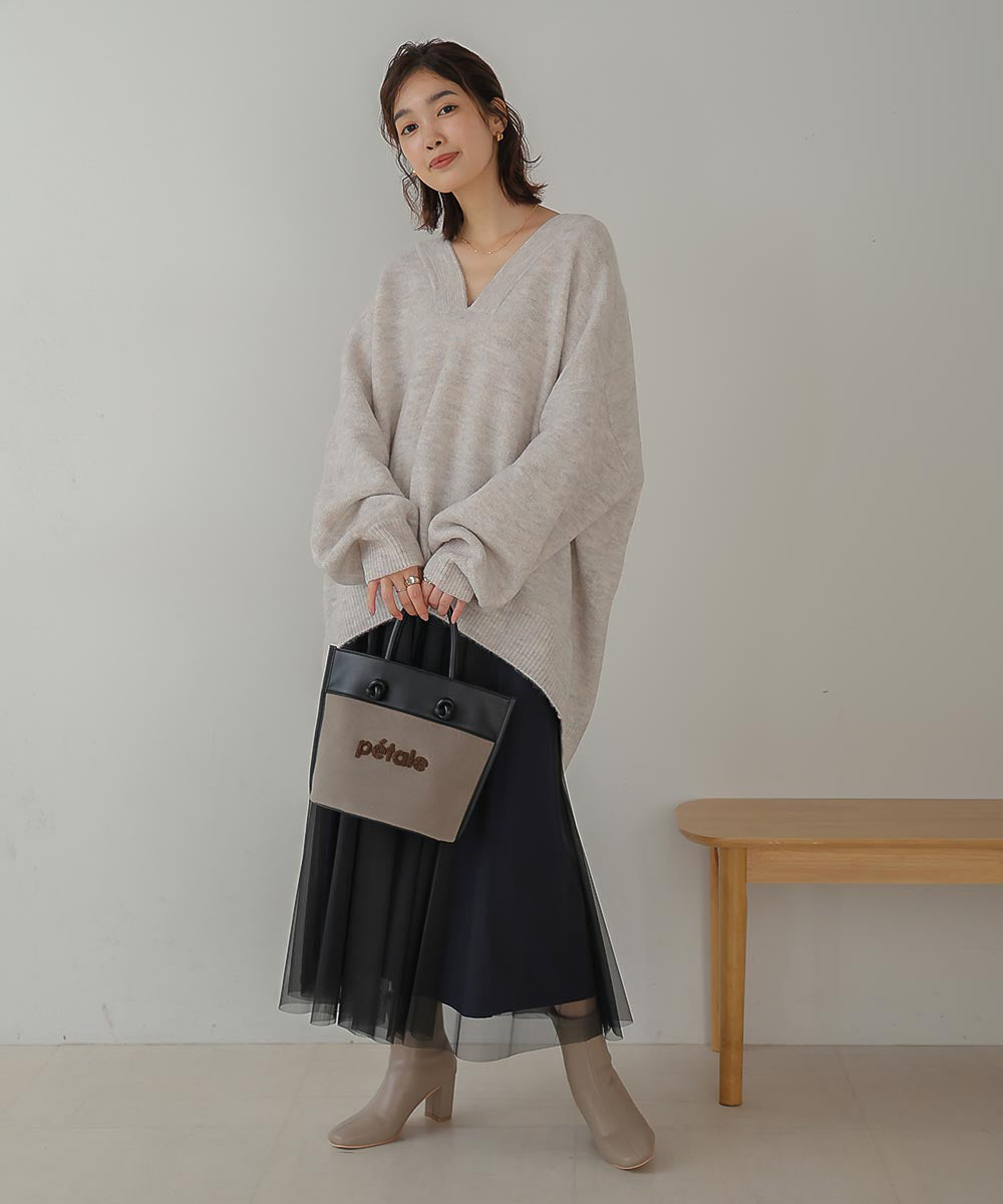[WEB限定]カフタンカラーニットプルオーバー