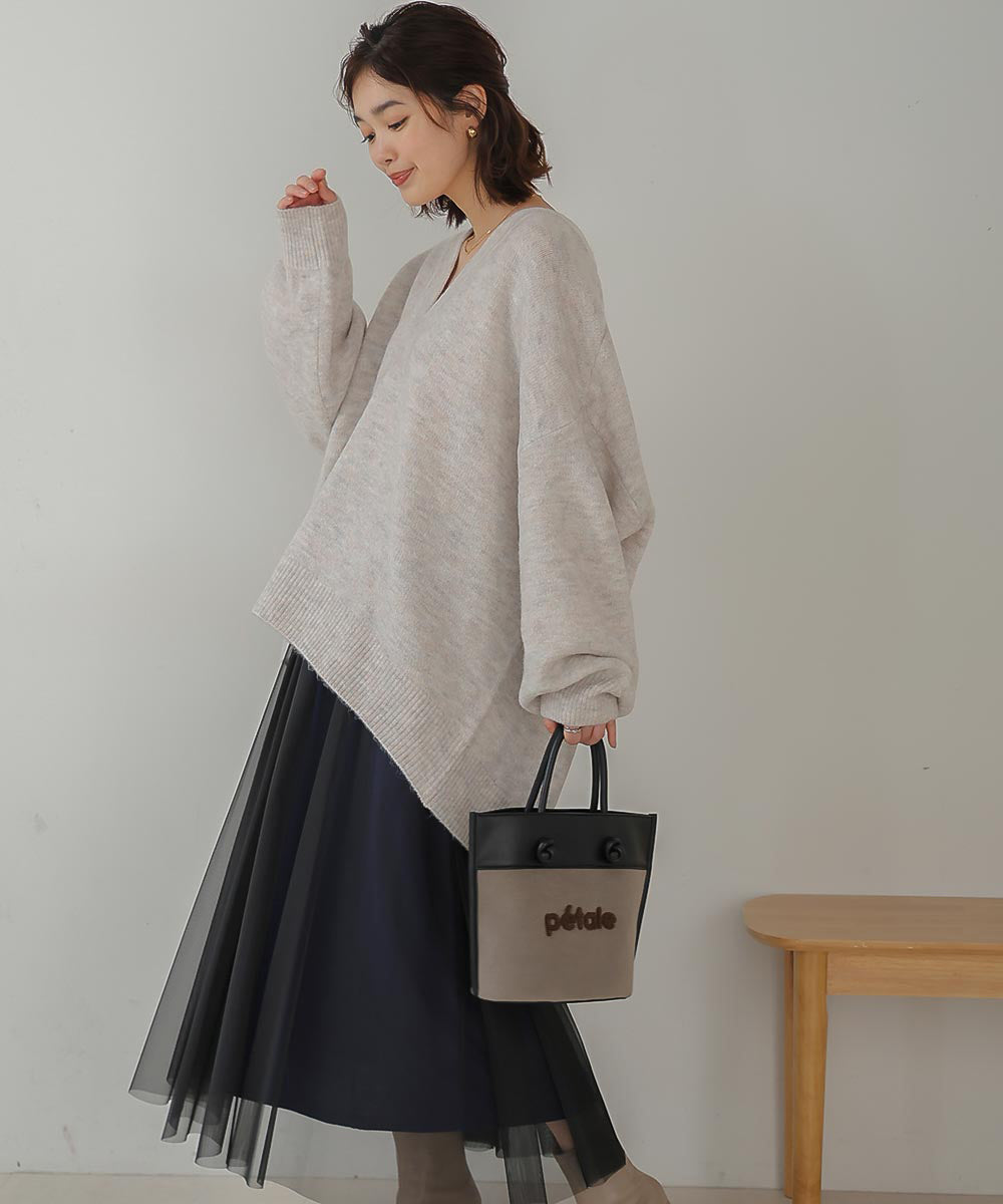 [WEB限定]カフタンカラーニットプルオーバー