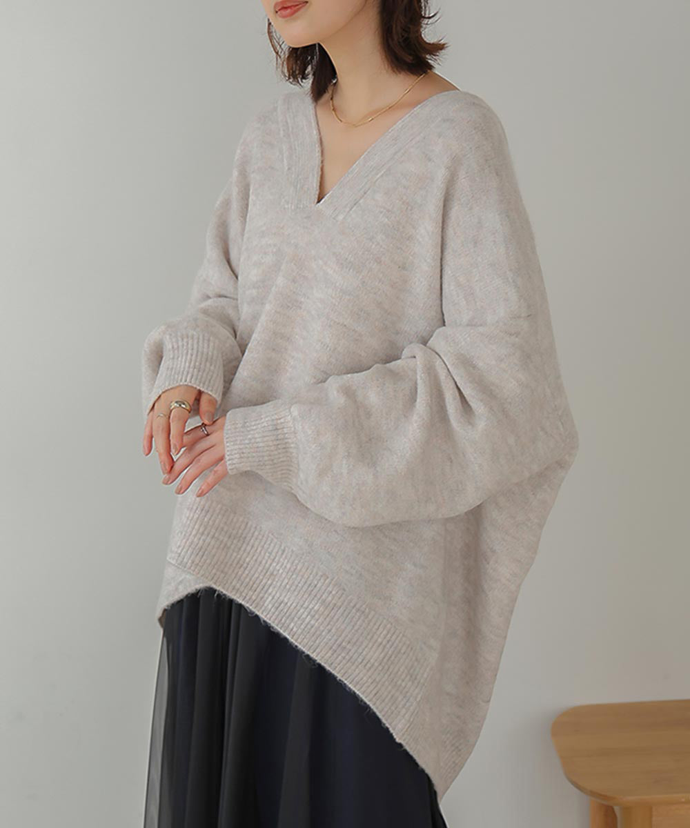 [WEB限定]カフタンカラーニットプルオーバー