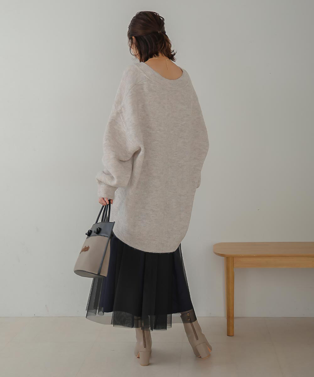 [WEB限定]カフタンカラーニットプルオーバー