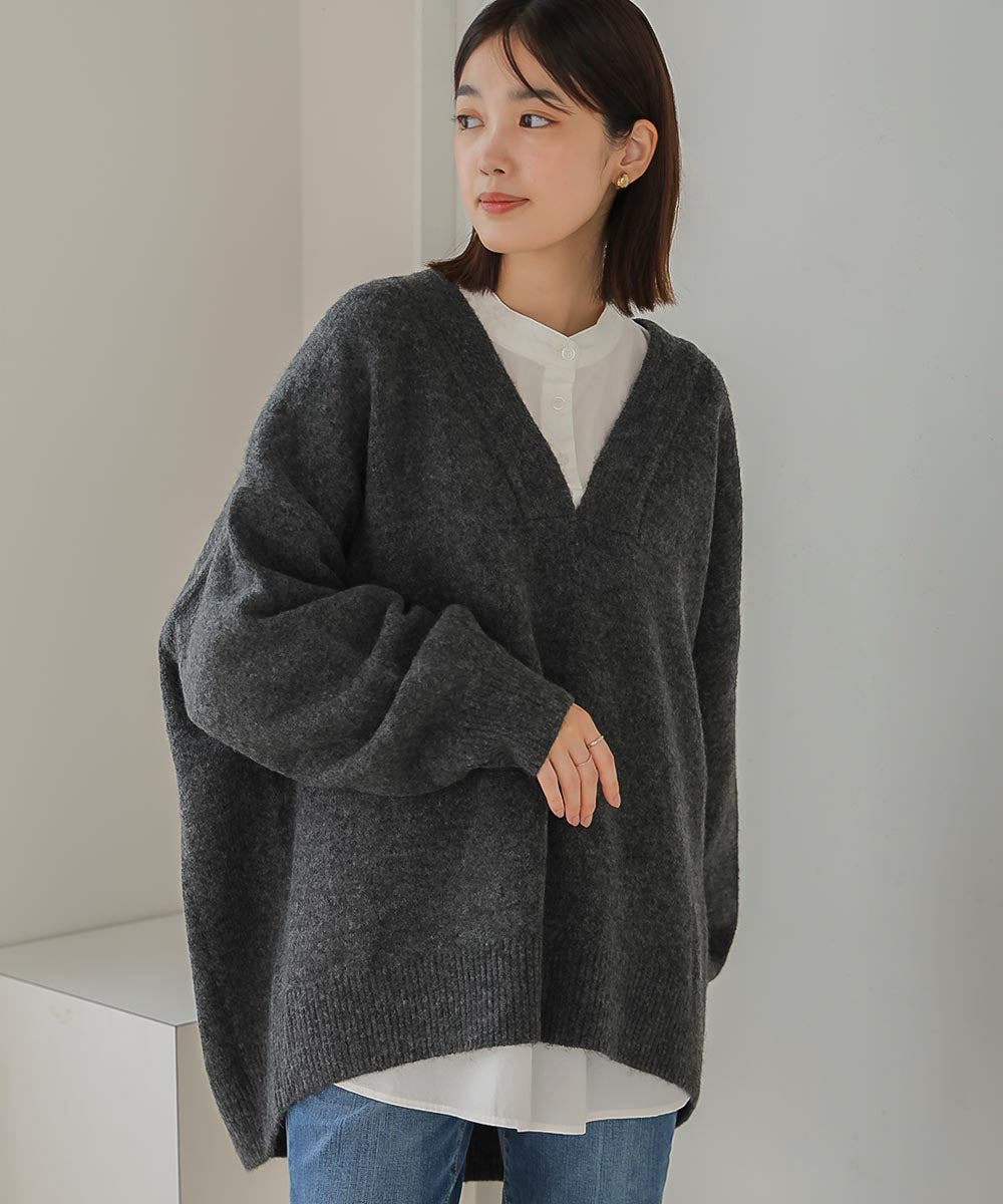 [WEB限定]カフタンカラーニットプルオーバー