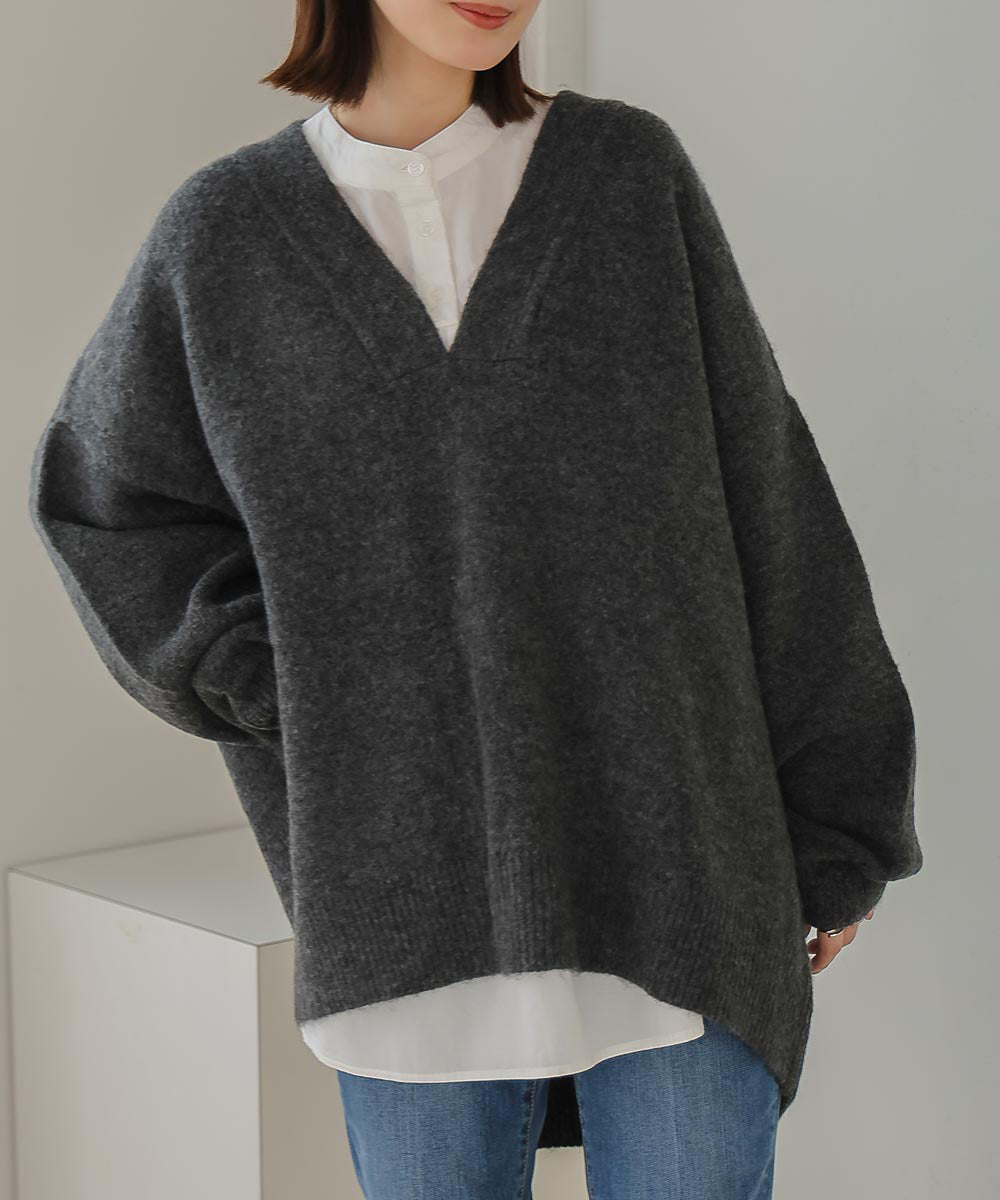[WEB限定]カフタンカラーニットプルオーバー