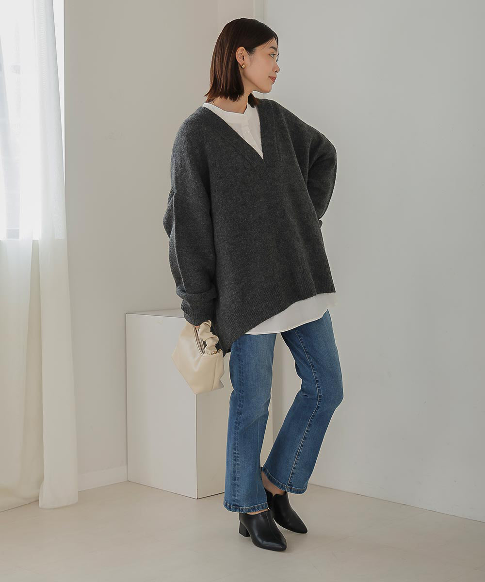 [WEB限定]カフタンカラーニットプルオーバー