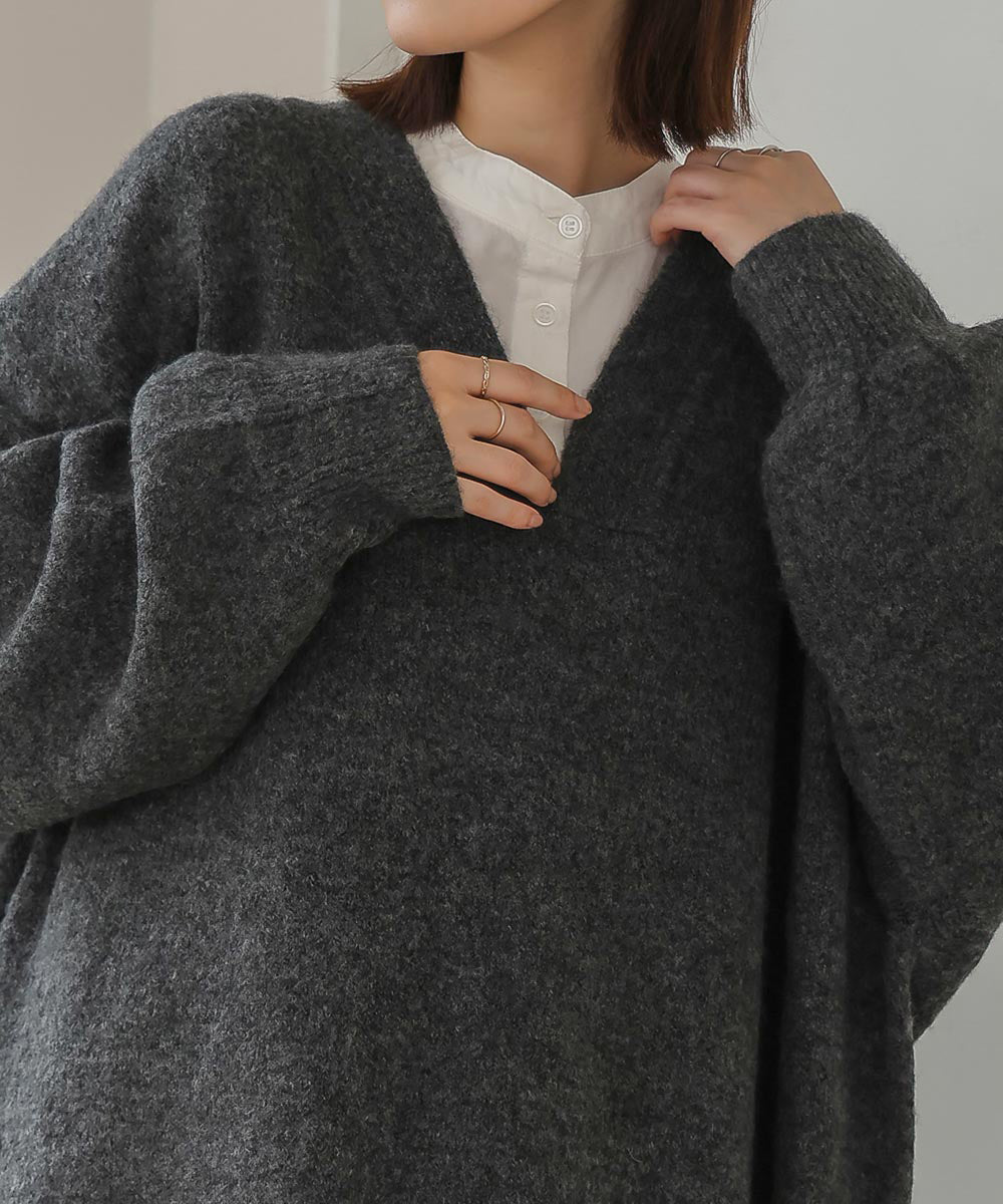 [WEB限定]カフタンカラーニットプルオーバー