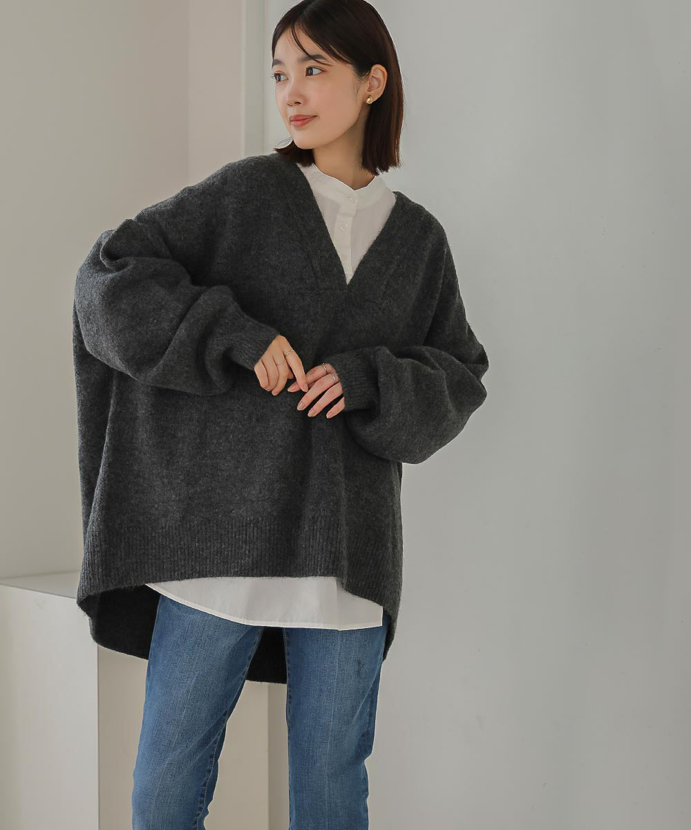 [WEB限定]カフタンカラーニットプルオーバー