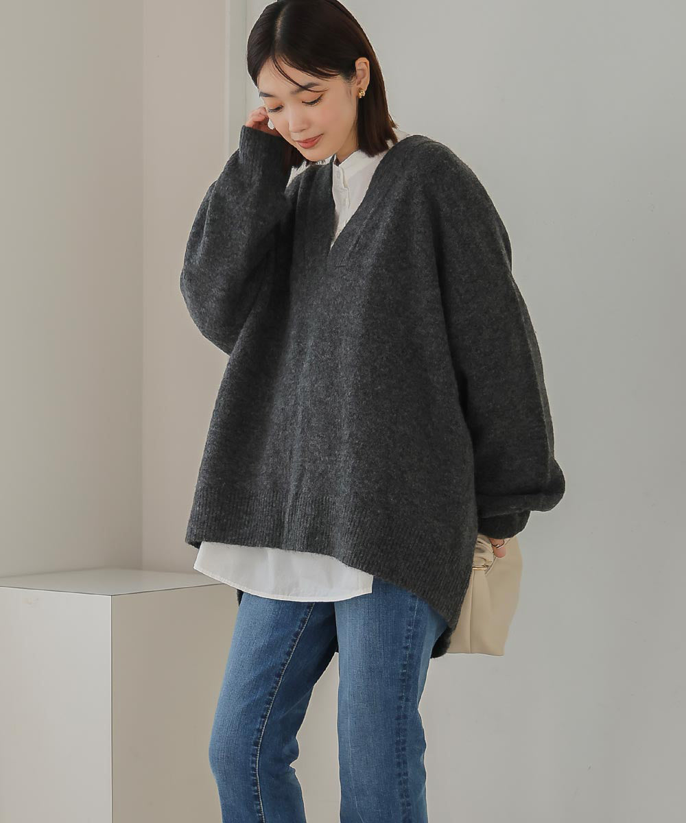 [WEB限定]カフタンカラーニットプルオーバー