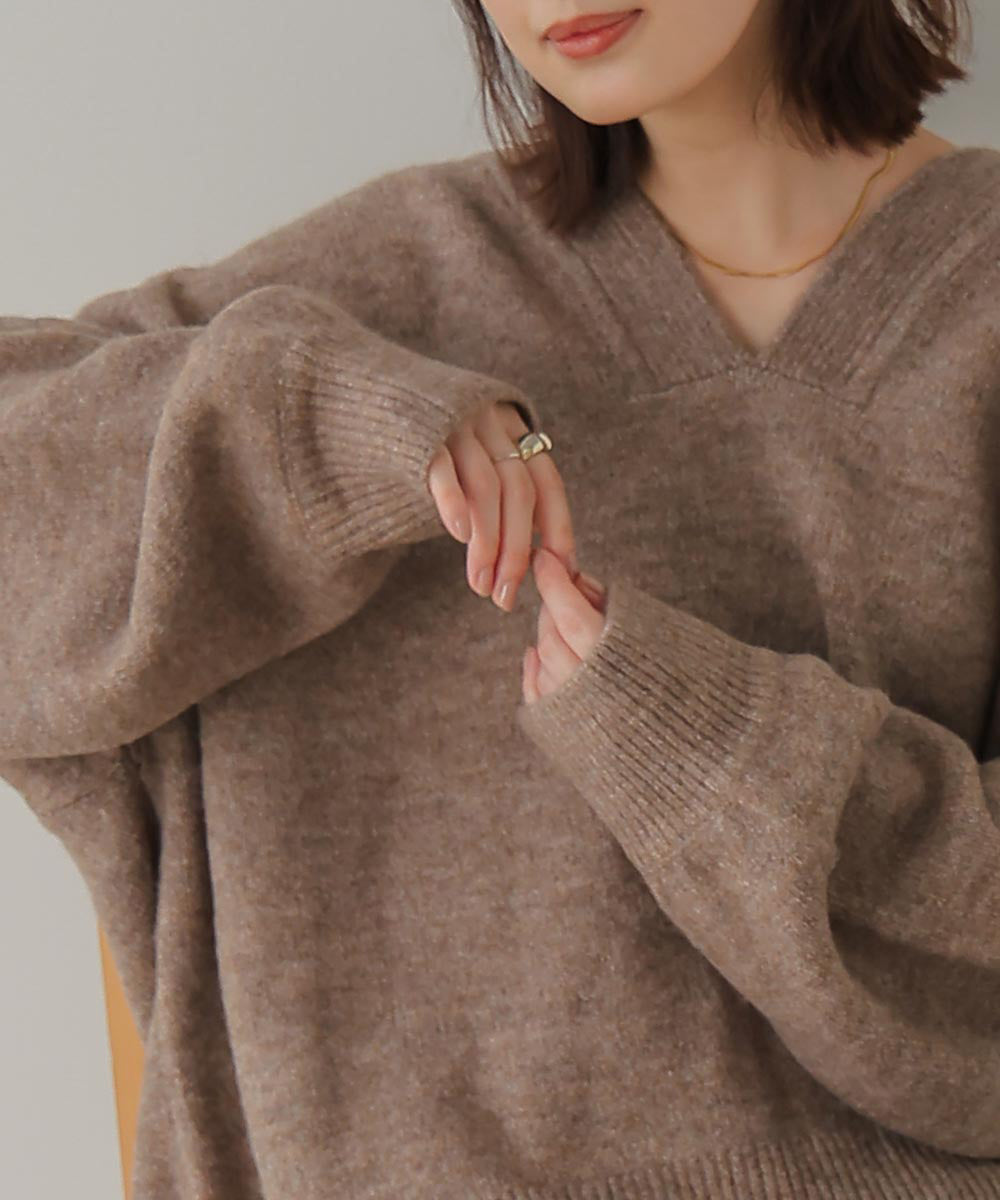 [WEB限定]カフタンカラーニットプルオーバー