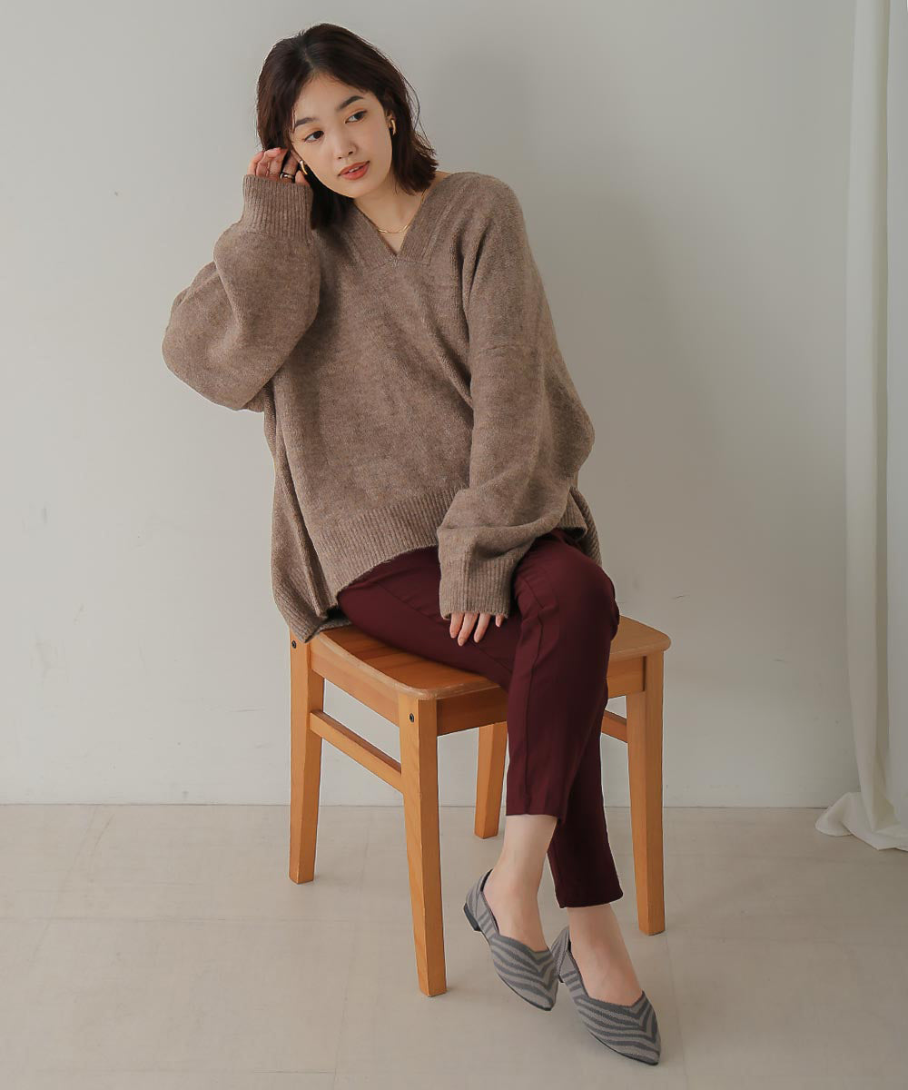 [WEB限定]カフタンカラーニットプルオーバー