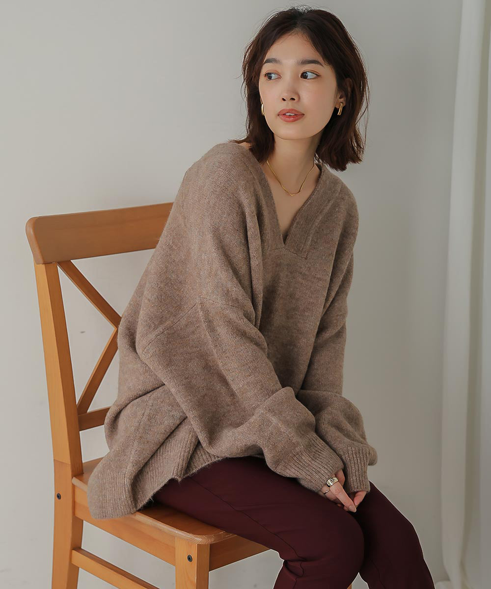 [WEB限定]カフタンカラーニットプルオーバー