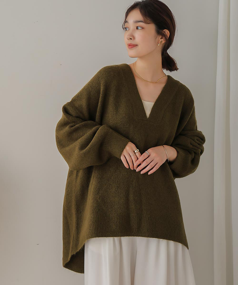 [WEB限定]カフタンカラーニットプルオーバー