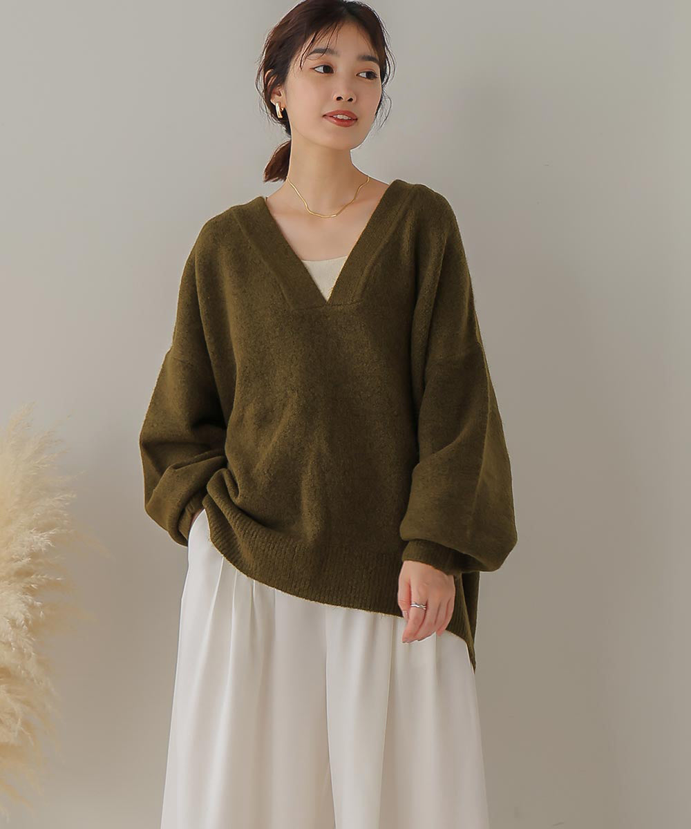 [WEB限定]カフタンカラーニットプルオーバー