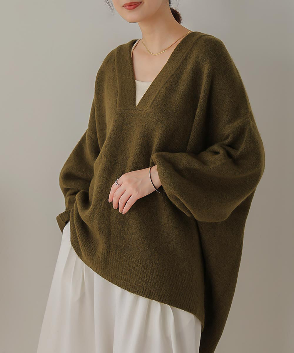 [WEB限定]カフタンカラーニットプルオーバー