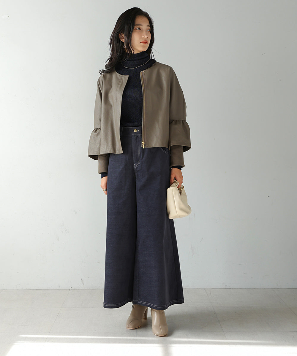 [LOOK掲載]ベロアデニムワイドパンツ