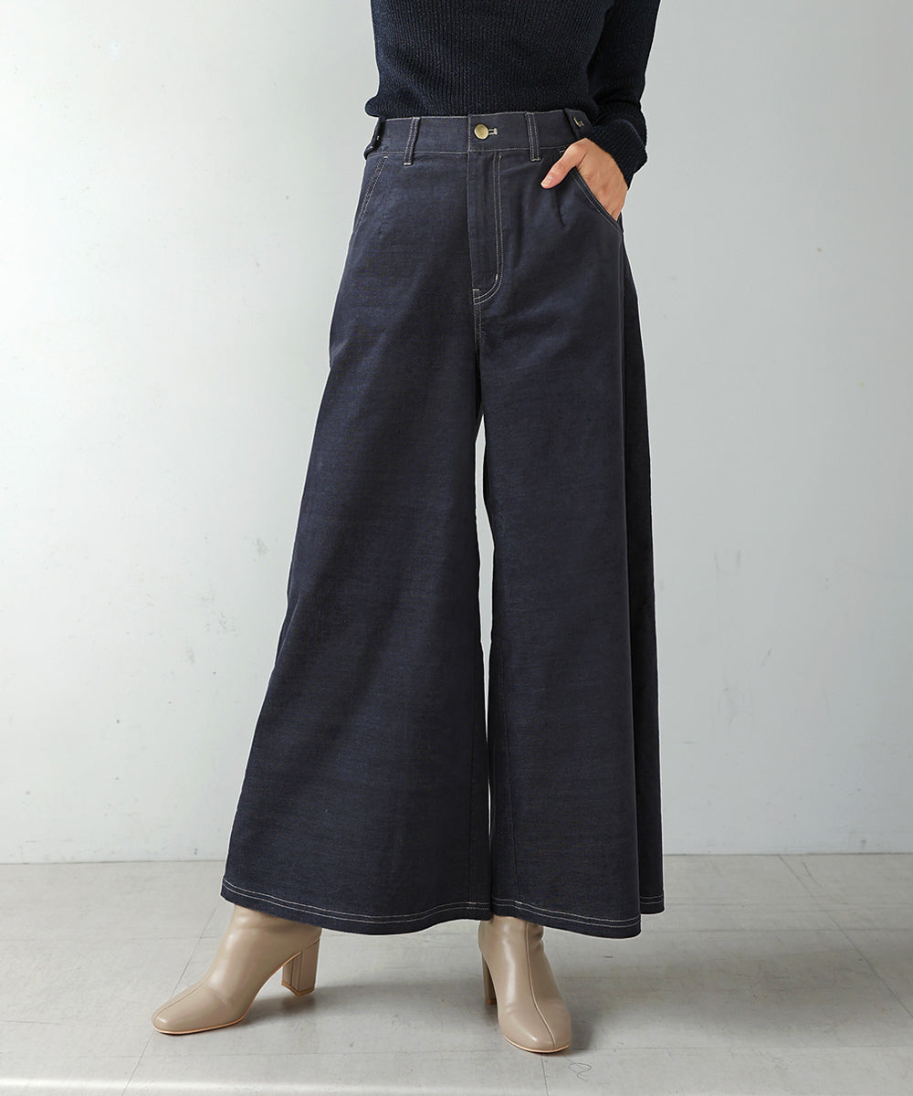 [LOOK掲載]ベロアデニムワイドパンツ