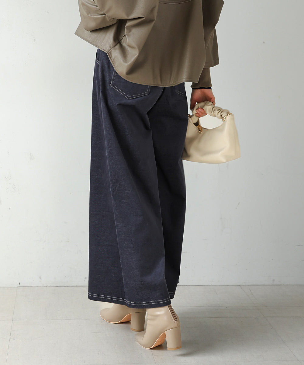 [LOOK掲載]ベロアデニムワイドパンツ