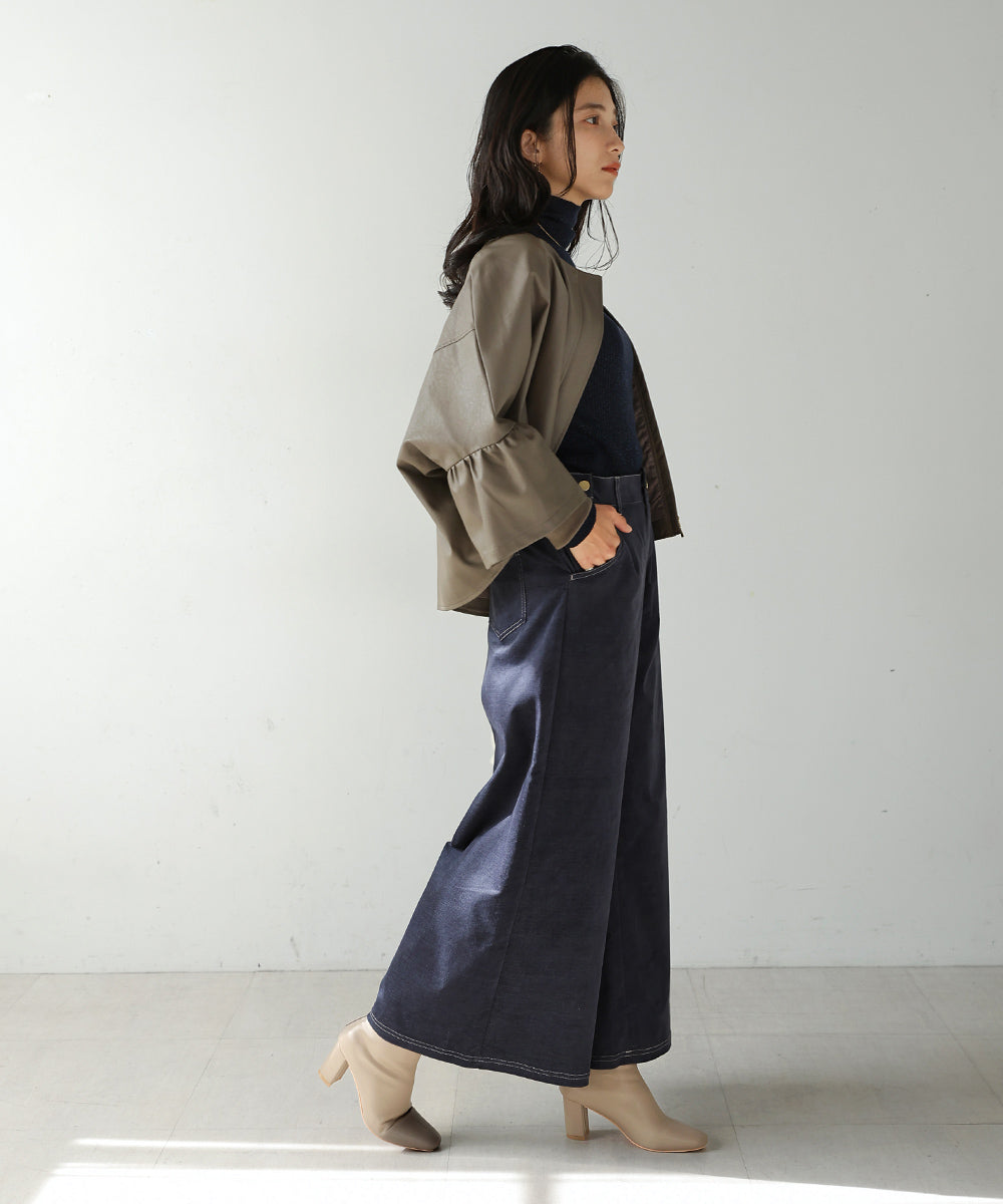 [LOOK掲載]ベロアデニムワイドパンツ