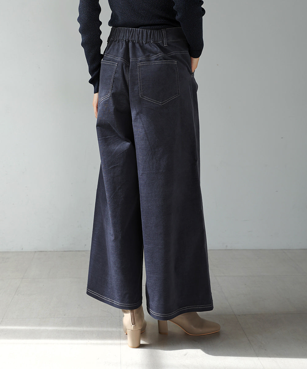 [LOOK掲載]ベロアデニムワイドパンツ