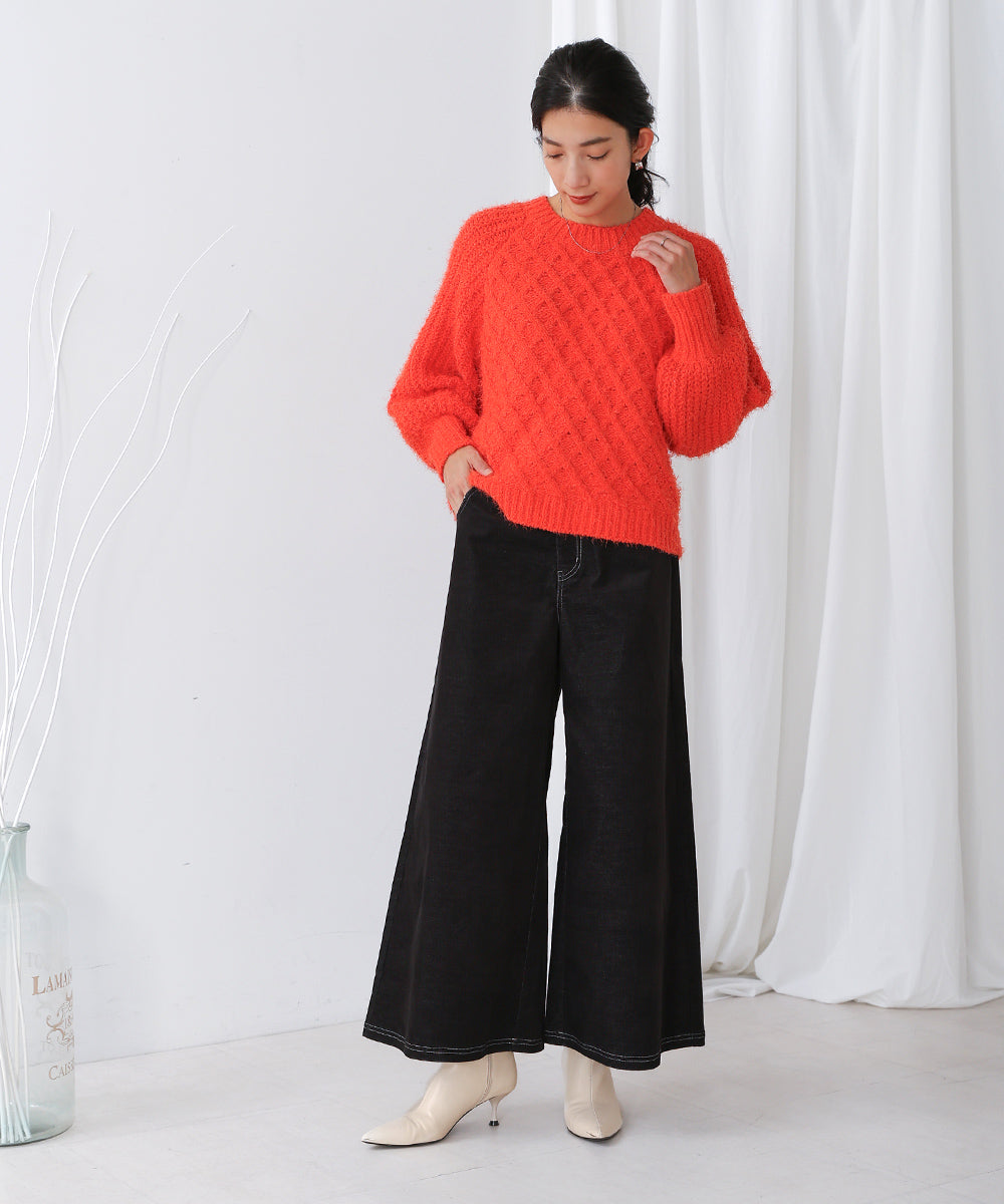 [LOOK掲載]ベロアデニムワイドパンツ