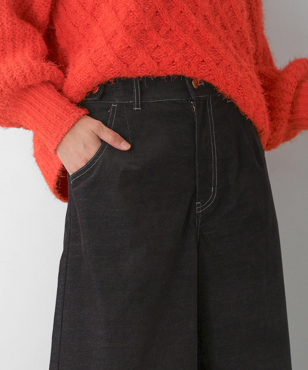 [LOOK掲載]ベロアデニムワイドパンツ