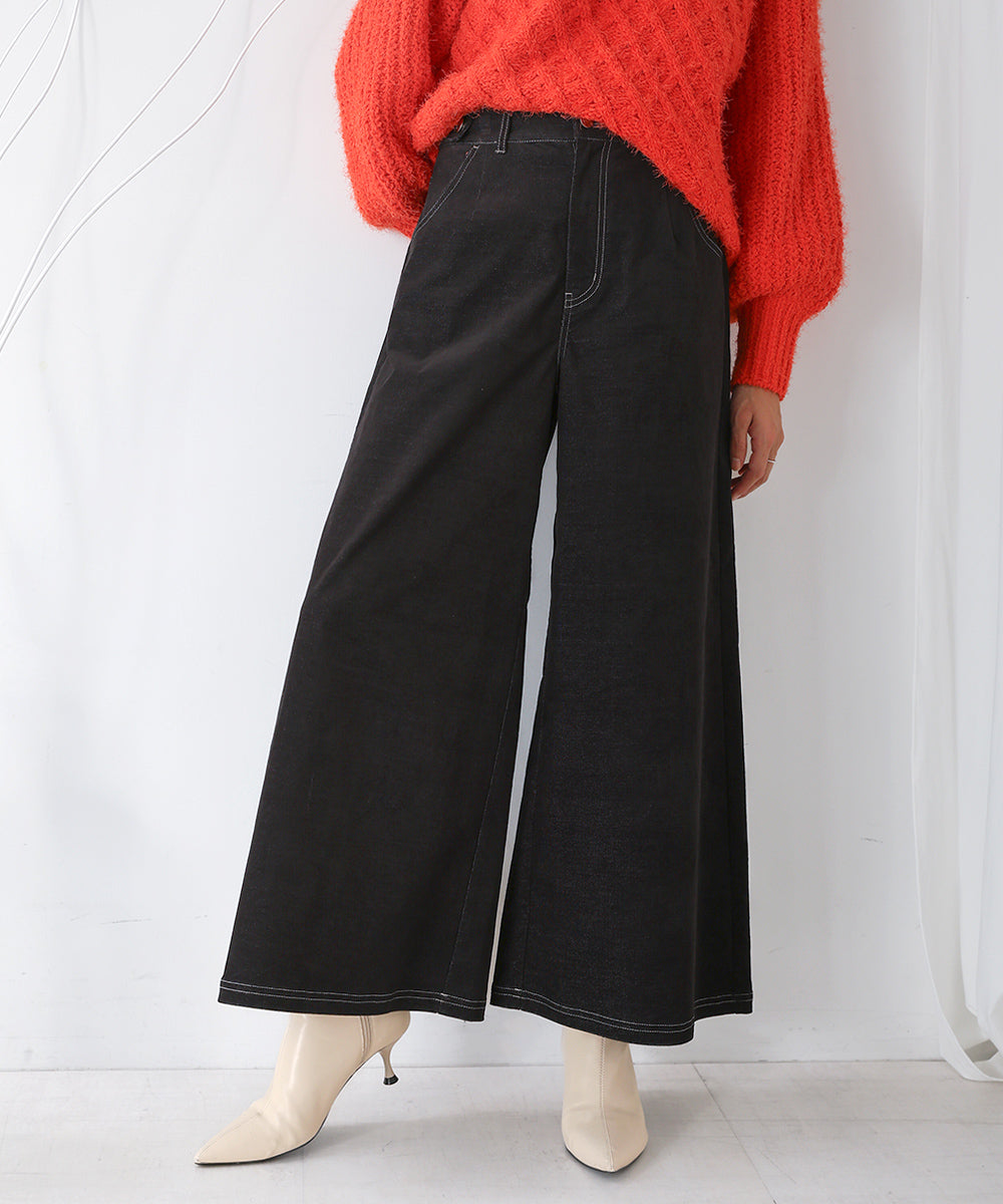 [LOOK掲載]ベロアデニムワイドパンツ