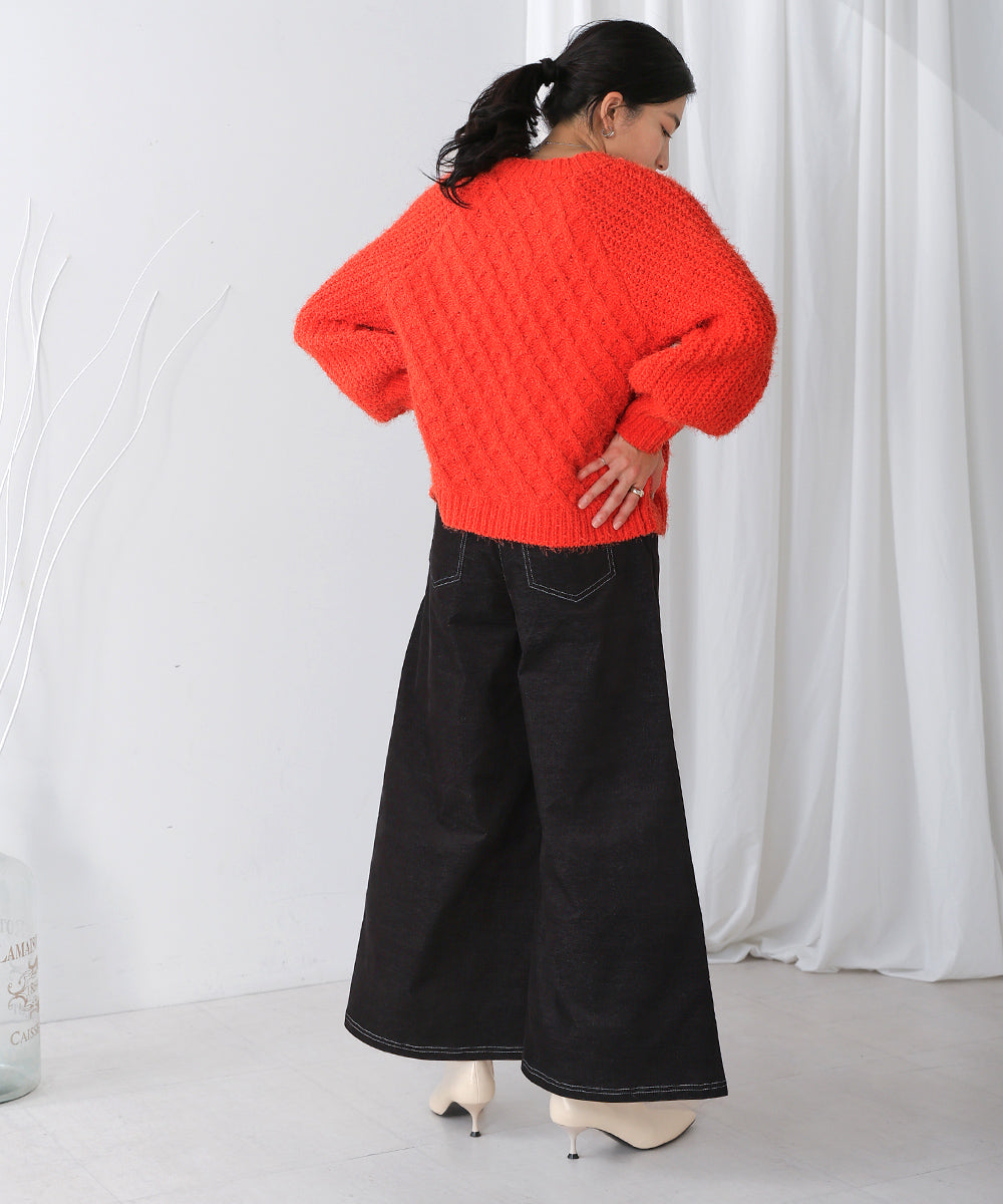 [LOOK掲載]ベロアデニムワイドパンツ