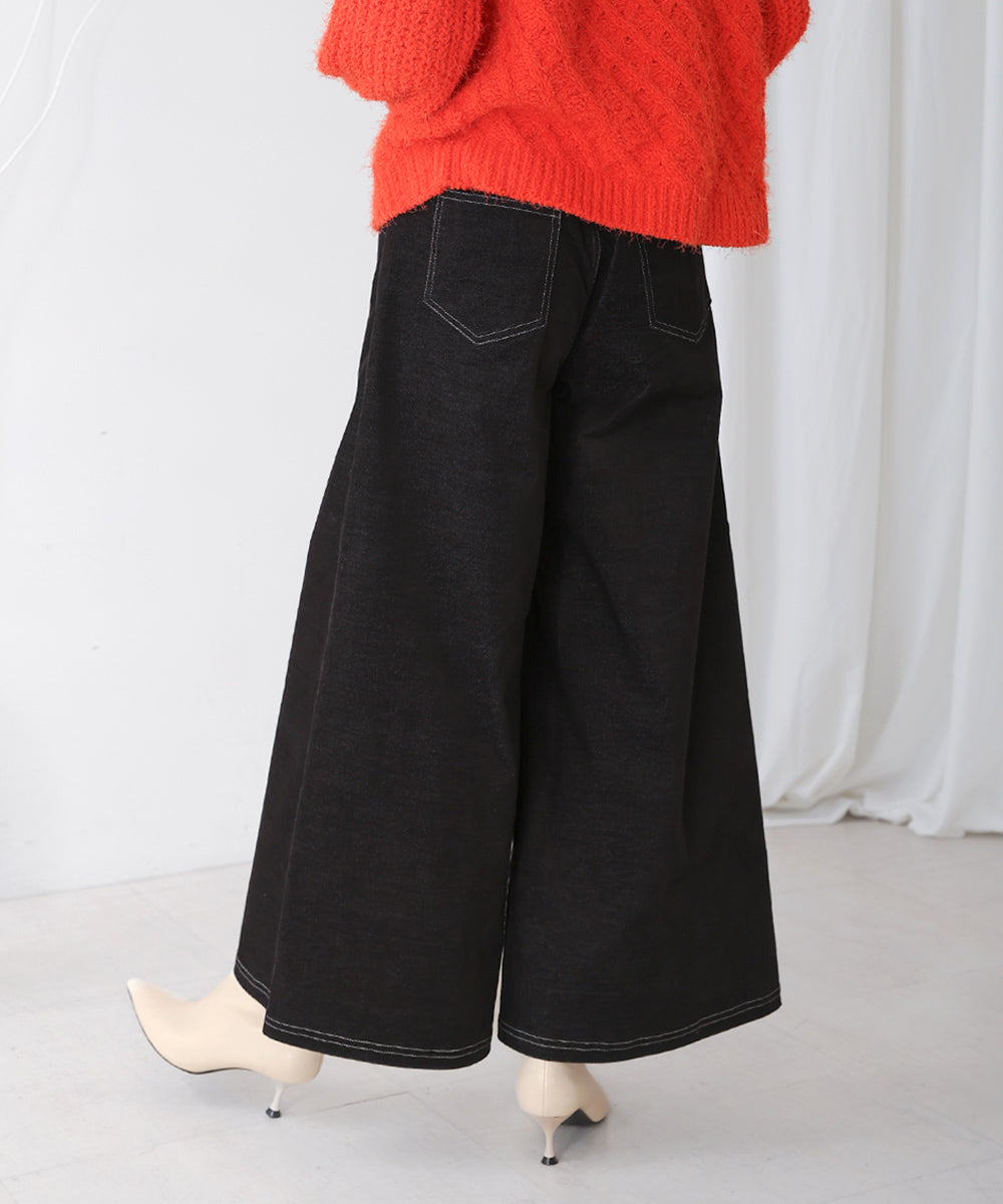 [LOOK掲載]ベロアデニムワイドパンツ