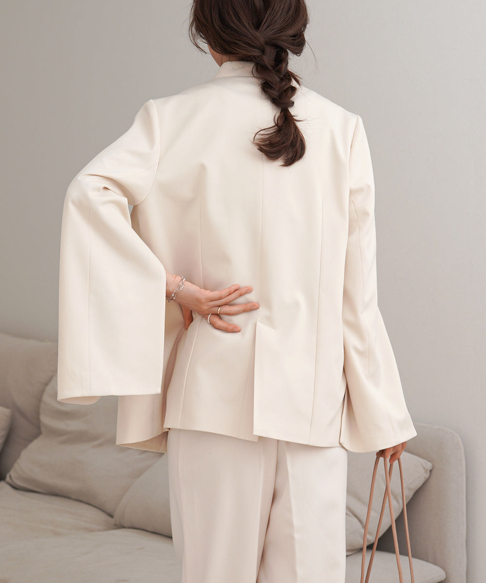 【オケージョンドレス/結婚式/2サイズ展開/SET ITEM/インナー付き/裏地付き】袖スリットジャケット
