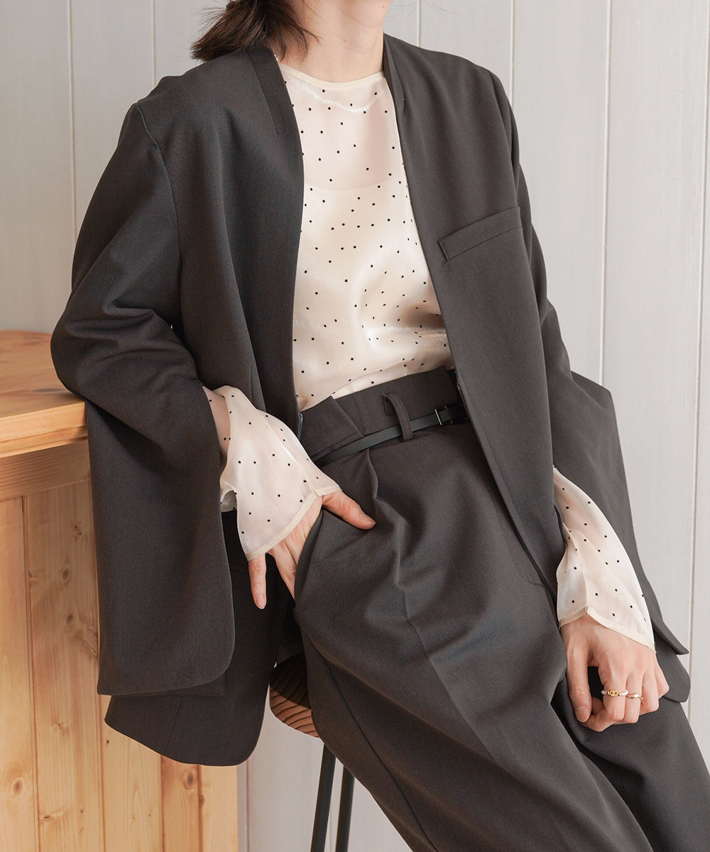 【オケージョンドレス/結婚式/2サイズ展開/SET ITEM/インナー付き/裏地付き】袖スリットジャケット