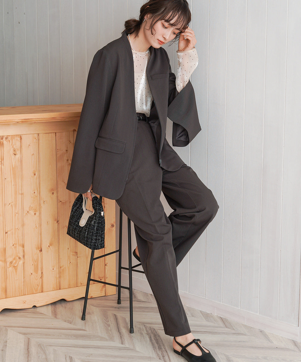 【オケージョンドレス/結婚式/2サイズ展開/SET ITEM/インナー付き/裏地付き】袖スリットジャケット