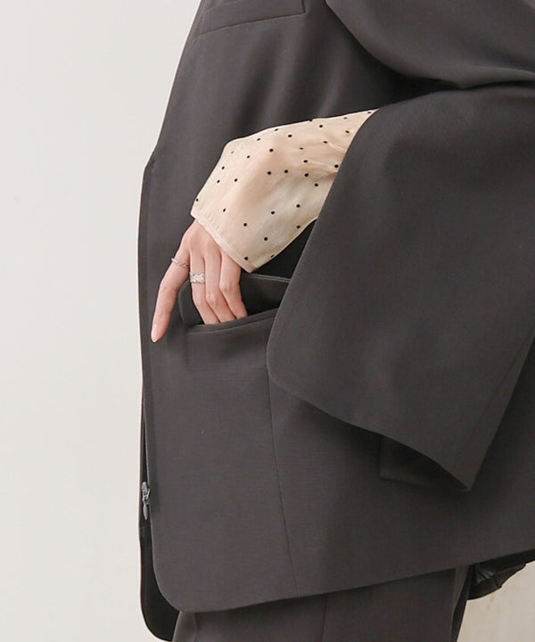 【オケージョンドレス/結婚式/2サイズ展開/SET ITEM/インナー付き/裏地付き】袖スリットジャケット