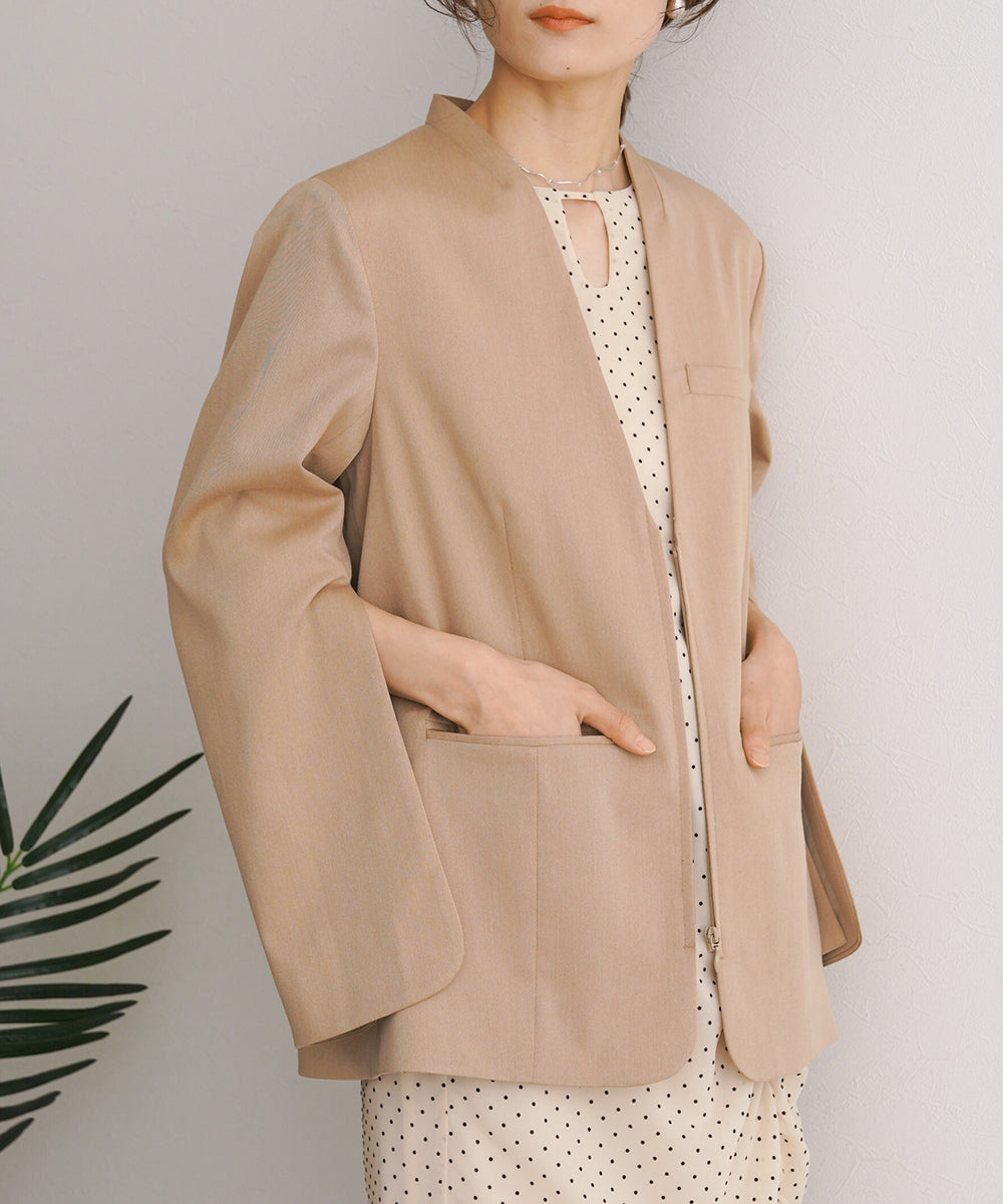 【オケージョンドレス/結婚式/2サイズ展開/SET ITEM/インナー付き/裏地付き】袖スリットジャケット